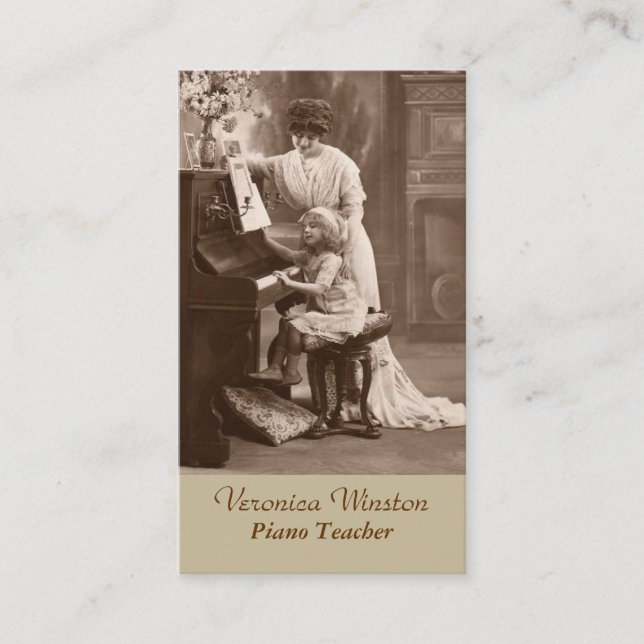 Antike Bild-Klavier-Lehrer-Visitenkarte Visitenkarte (Vorderseite)