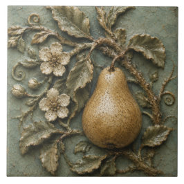 Antike Birnenzweig Botanische Faux Relief Fliese