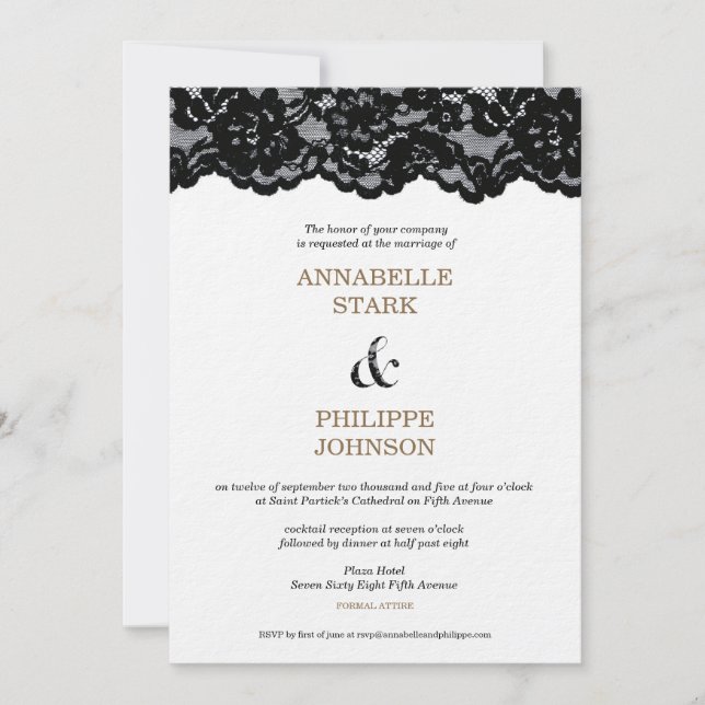 Antike Black Lace Wedding Collection:Einladung Einladung (Vorderseite)