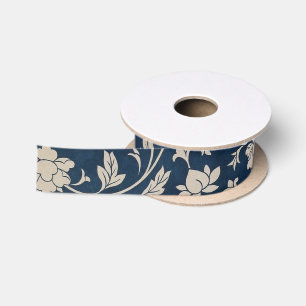 Antike blaue Blumenrolle Chinoiserie Satinband