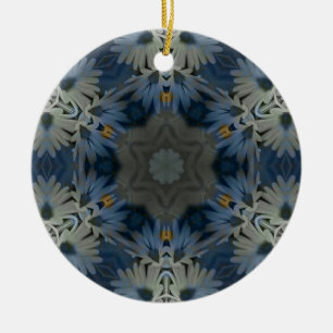 Antike Blaue Gänseblümchen-Blumen Keramik Ornament