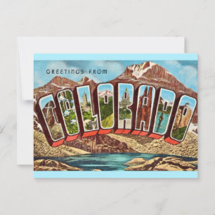 Antike blaue Grußpostkarte aus Colorado Postkarte