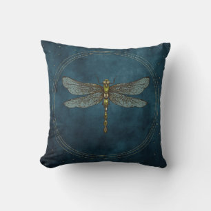 Antike Blaue Himmlische Mystische Libelle  Kissen