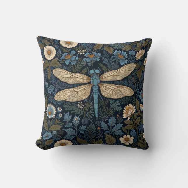 Antike blaue Libelle Kissen (Vorderseite)