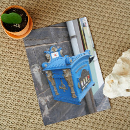 Antike blaue Mailbox aus dem Jahr 1896 Postkarte
