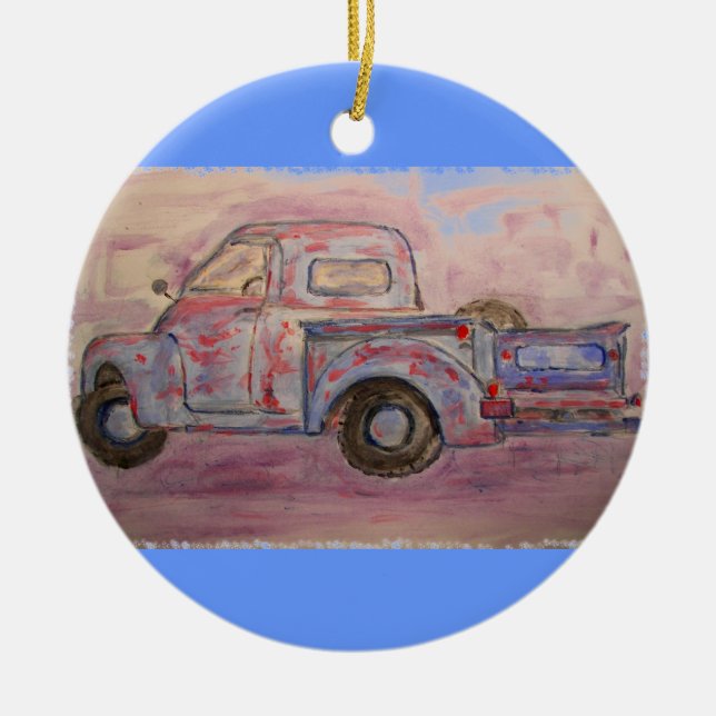 Antike blaue Patina Keramik Ornament (Vorne)