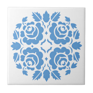 Antike Blaue Rose Blumen Fliese