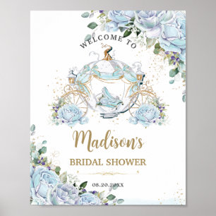 Antike Blaue Rosen Prinzessin Kutsche Brausebad Poster