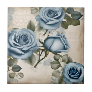 Antike Blaue Rosen Shabby Fliese