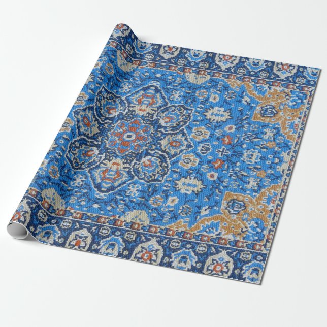 Antike Blaue Türkisch Persischer Teppich Rug Geschenkpapier (Ungerollt)