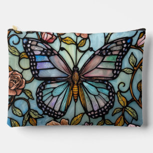 antike Bleiglas-Blaue-Schmetterlings-Kunst  Zubehörtasche