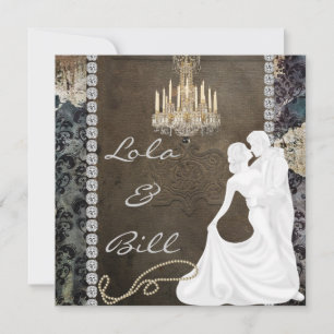 Antike Bling KRONLEUCHTER HOCHZEITSEINLADUNGEN Einladung