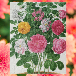 Antike blühende Blumen, Frühlingsgartenrosen Puzzle