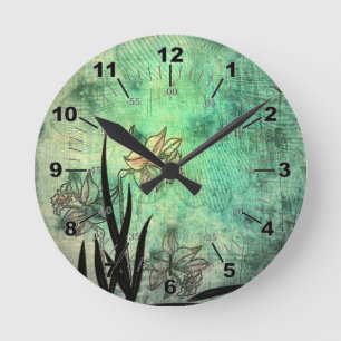Antike Blume Kunst Runde Wanduhr