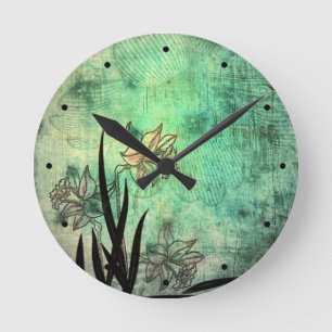 Antike Blume Kunst Runde Wanduhr