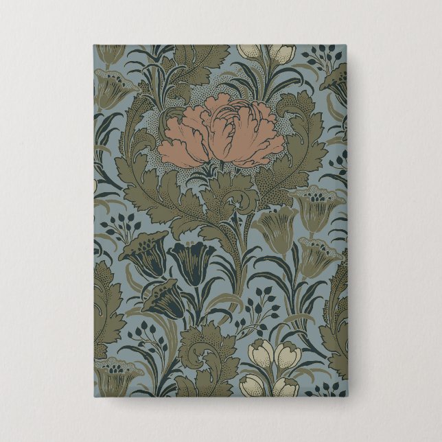 Antike Blume Morris Garden Blumengarten Button (Vorderseite)