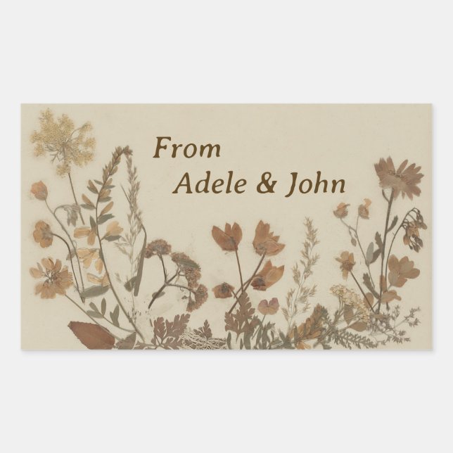 Antike Blume Rechteckiger Aufkleber (Vorderseite)