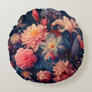 Antike Blume Rundes Kissen