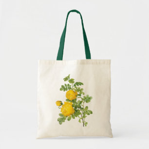 Antike Blumen Blumen, gelbe Rosen von Redoute Tragetasche