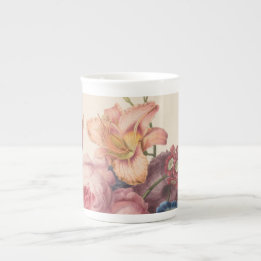 Antike Blumen Bone China Tasse