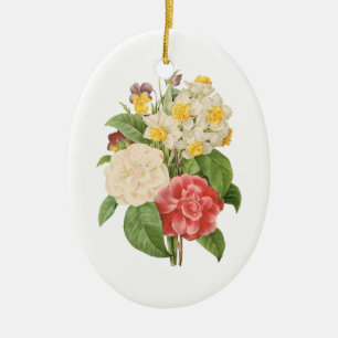 Antike Blumen Camelia Osterglocken Blumen von Redo Keramik Ornament