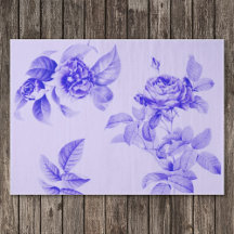 Antike Blumen-Dekupage Blumen Lila Blaue Rosen