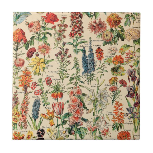 Antike Blumen Fliese (Vorderseite)