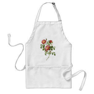 Antike Blumen Florale rote Liebesrose von Redoute Schürze