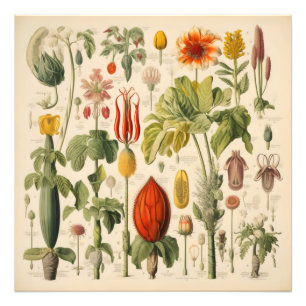 Antike Blumen Fotodruck