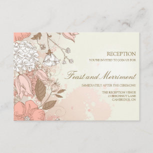 Antike Blumen Garten Hochzeitsempfang Karte