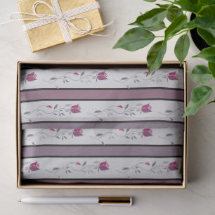 Antike Blumen gestreift in Schwarz und Rosa Seidenpapier