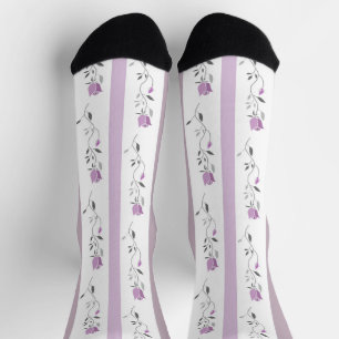 Antike Blumen gestreifte Muster weiß beige rosa Socken