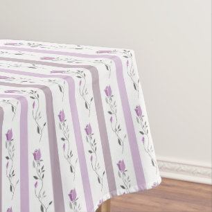 Antike Blumen gestreifte Muster weiß beige rosa Tischdecke