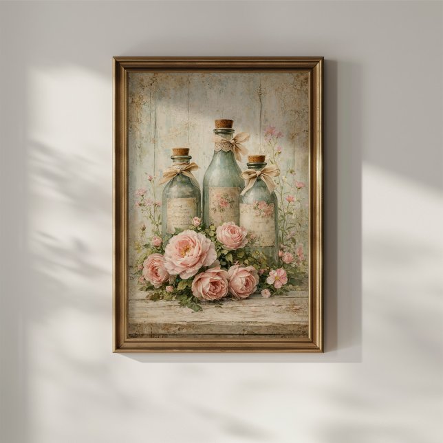 Antike Blumen Glasflaschen Poster (Von Creator hochgeladen)