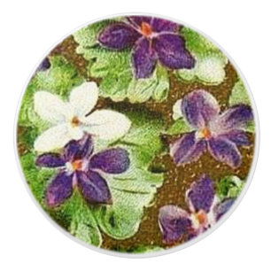 Antike Blumen Grün Violett Veilchen Keramikknauf