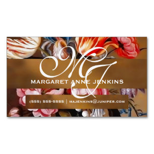 Antike Blumen in einer Vase Monogramm-Magnet Magnetische Visitenkarte