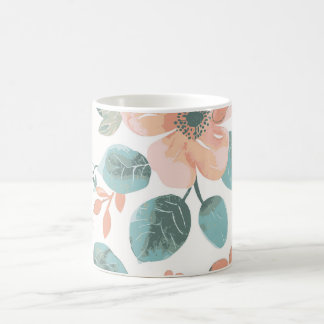 Antike Blumen-Kaffeetasse | Pfirsich- und Minzflor Kaffeetasse