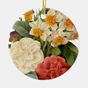 Antike Blumen, Kamelien und Narzissen, Redoute Keramikornament