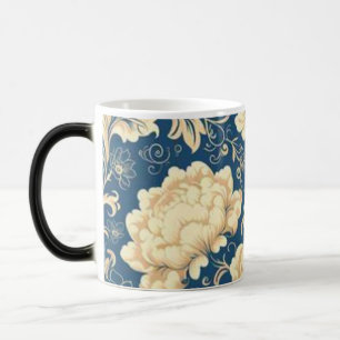 Antike Blumen Keramik Tasse Blaue & Weiße Botani