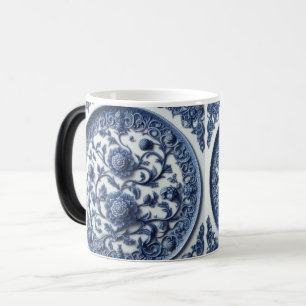 Antike Blumen Keramik Tasse Blue & White Botanic