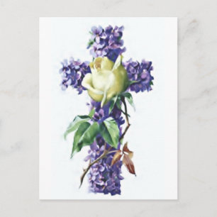 Antike Blumen Kreuz Postkarte
