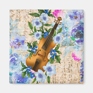 Antike Blumen-Musik-Geige Magnet