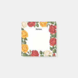 Antike Blumen-Rosen-Frame-Notizen Post-it Klebezettel