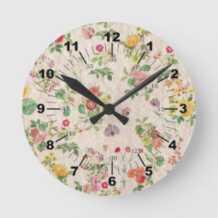 Antike Blumen Runde Wanduhr