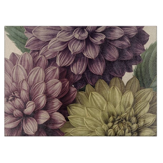 Antike Blumen Schneidebrett (Vorderseite)