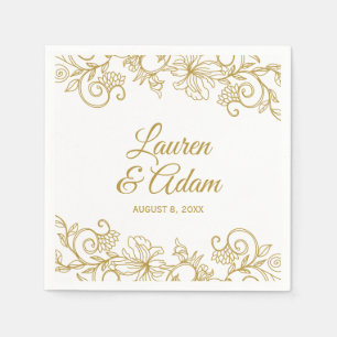 Antike Blumen-Spitze Hochzeitshandtücher Gold Serviette