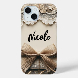 Antike Blumen-Spitze-Jute-Rustikale Hochzeit Case-Mate iPhone Hülle
