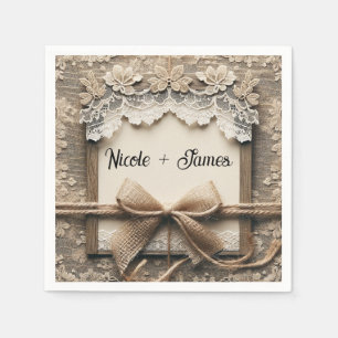 Antike Blumen-Spitze-Jute Rustikale Hochzeit  Serviette
