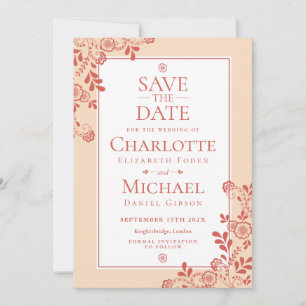 Antike Blumen-Spitzen-Einladung zur Hochzeit Save The Date