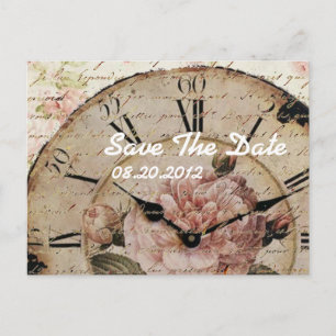 Antike Blumen-Steampunk-Hochzeit Bitte das Datum v Ankündigungspostkarte